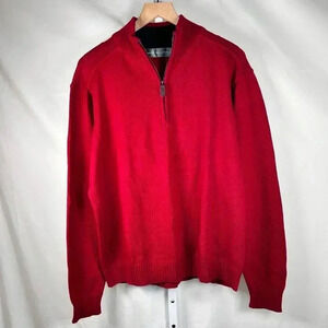 Oscar De La Renta Size XXL 1/4 Zip Sweater Cotton Mock Neck Red Office